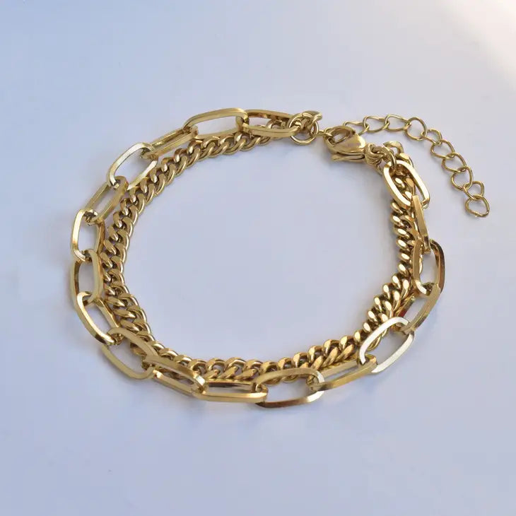 Mai Desiree Brigitte Gold Duo Chain Bracelet