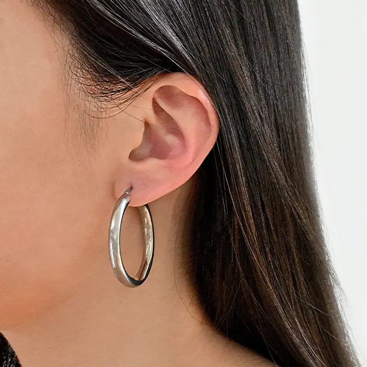 Mai Desiree Celine Chunky Silver Hoop Earrings