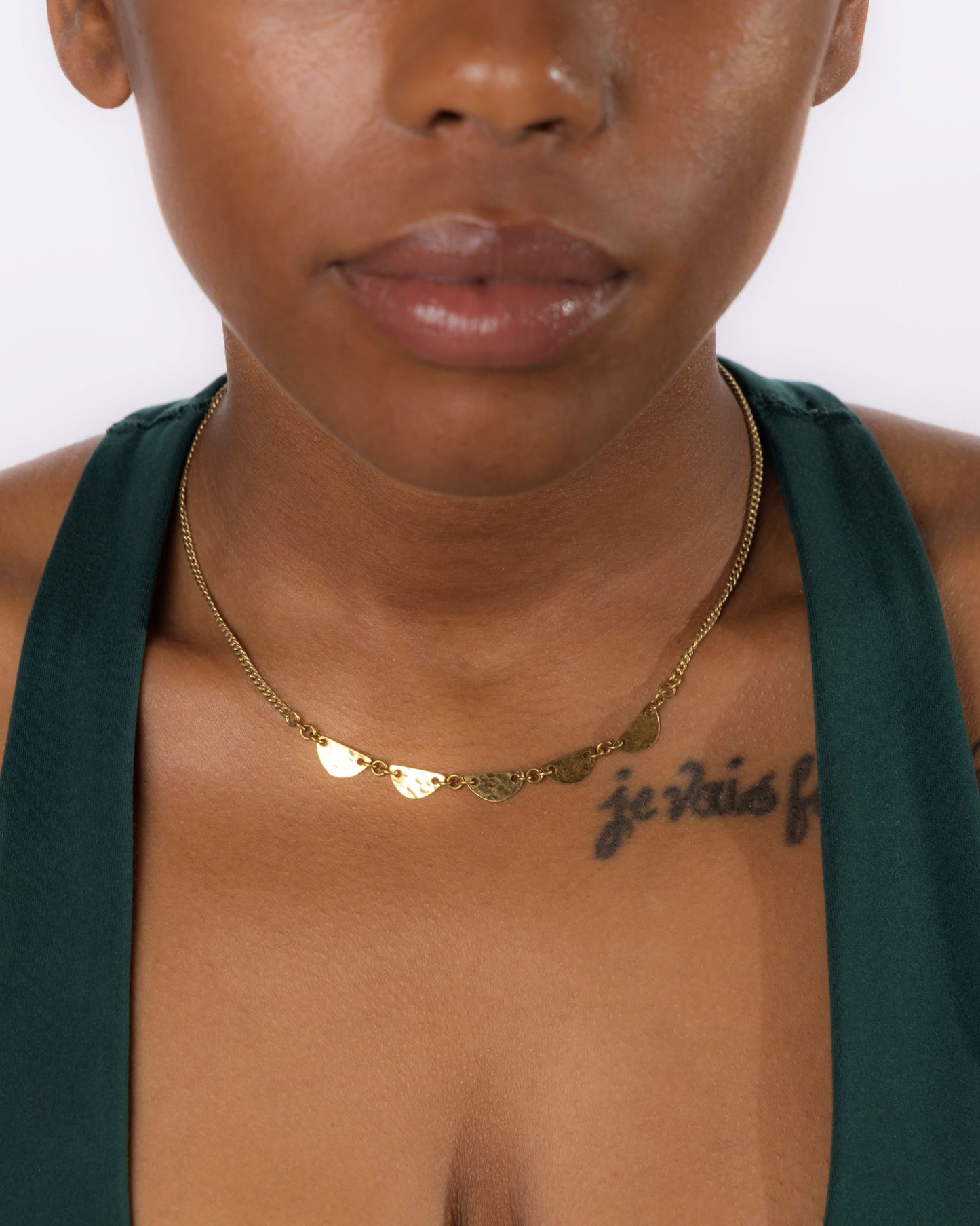 Swahili Coast Brass Half Moon Choker Necklace
