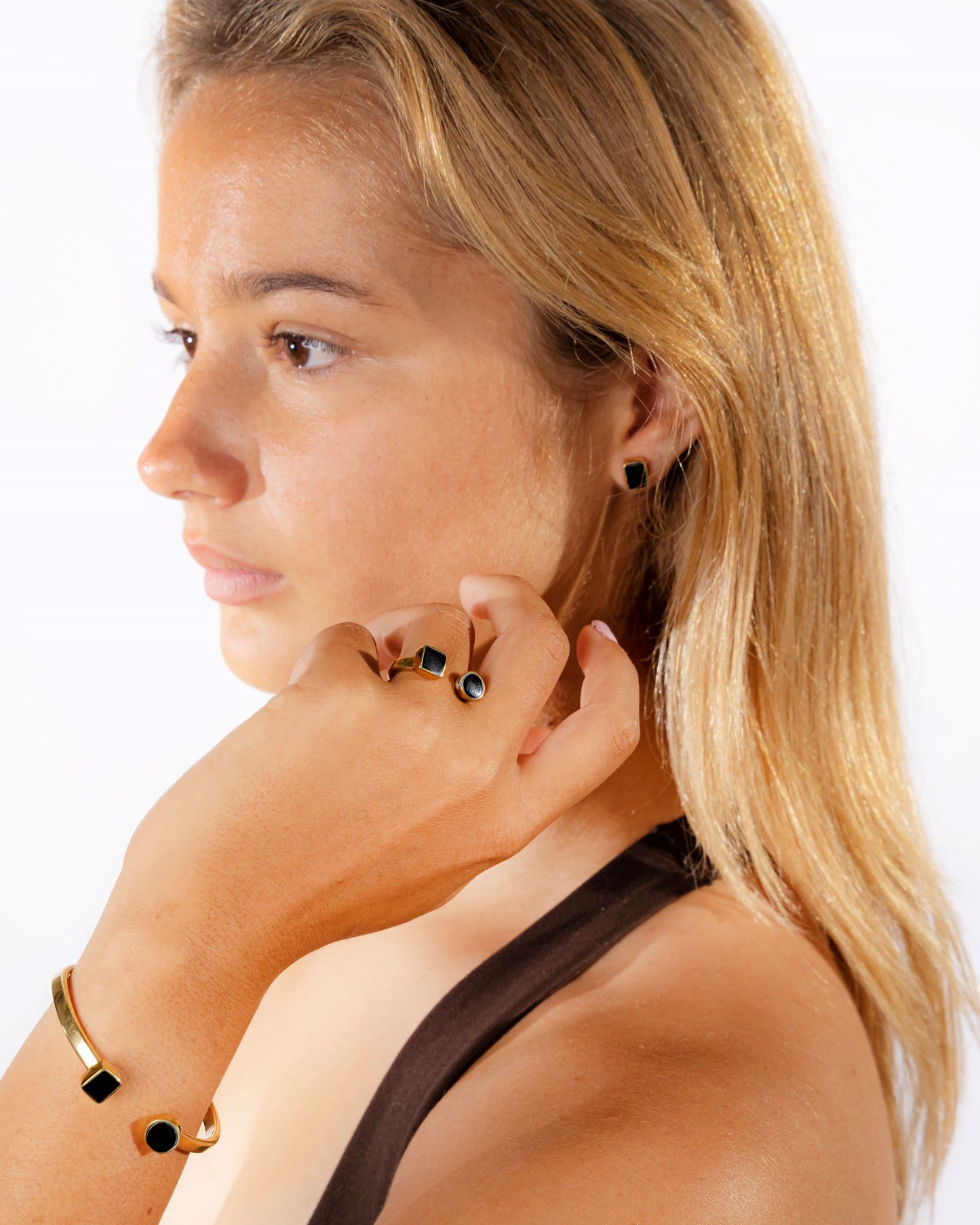 Swahili Coast Brass Horn Geometric Cuff