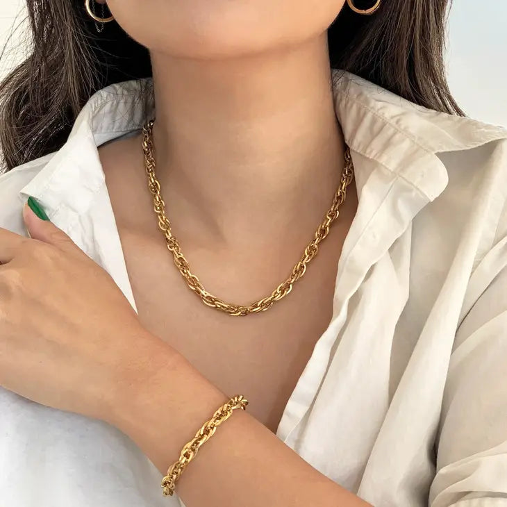 Mai Desiree Gemma Gold Chunky Rope Chain Bracelet