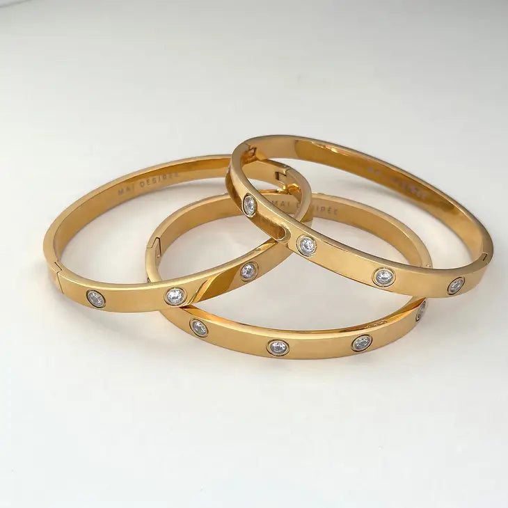 Mai Desiree Carrie Gold Diamond Cuff Bracelet