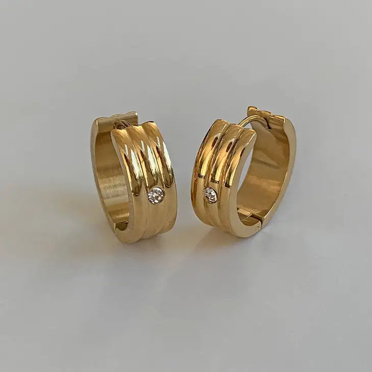 Mai Desiree Milan Small Gold Ridged Hoop Earrings