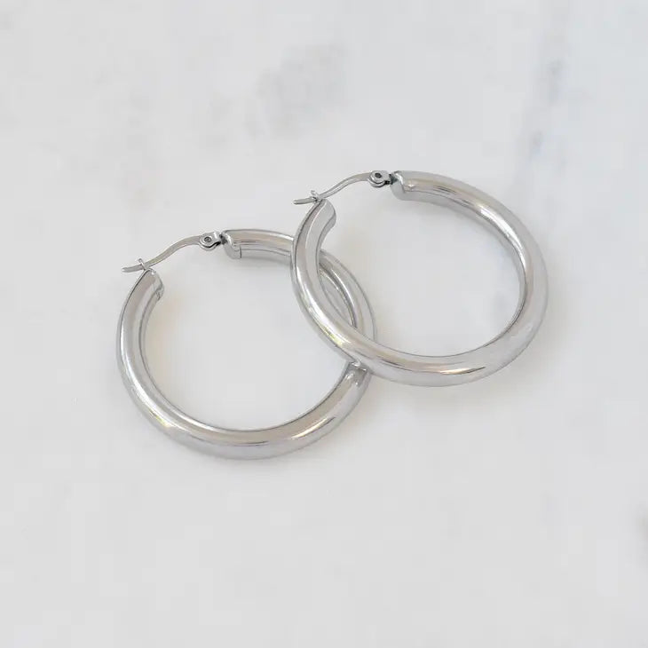 Mai Desiree Celine Chunky Silver Hoop Earrings