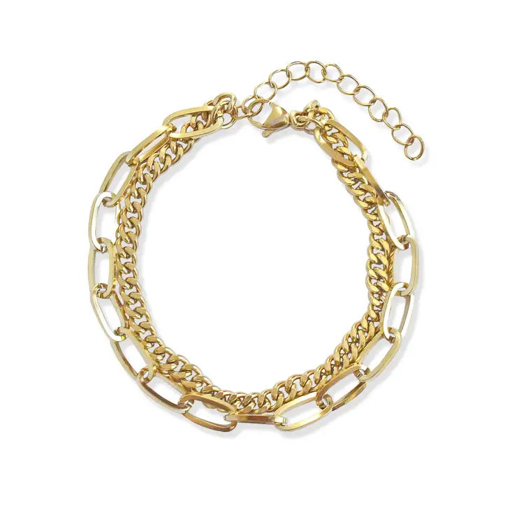 Mai Desiree Brigitte Gold Duo Chain Bracelet