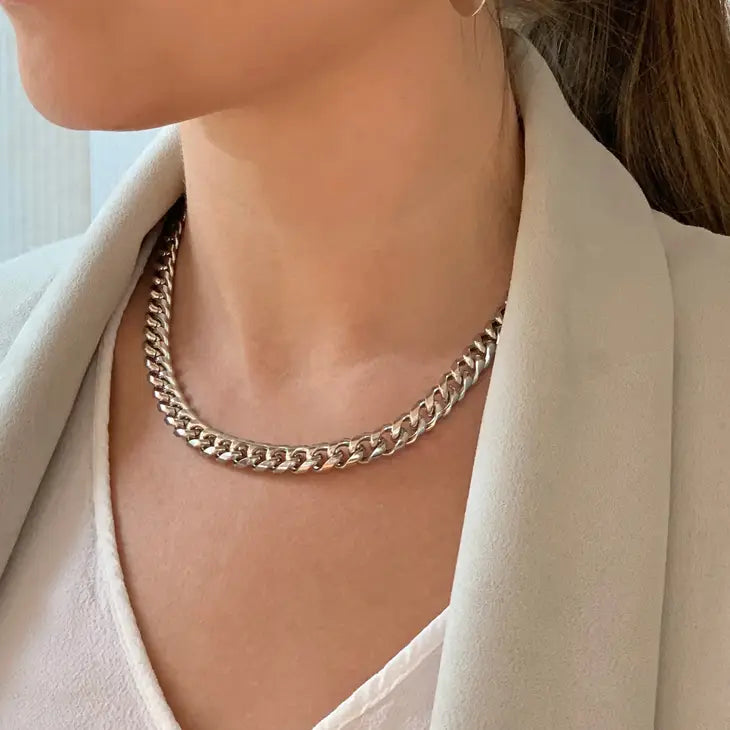 Mai Desiree Mason Silver Curb Chain Necklace