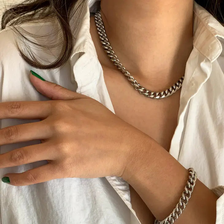 Mai Desiree Mason Chunky Curb Chain Silver Bracelet