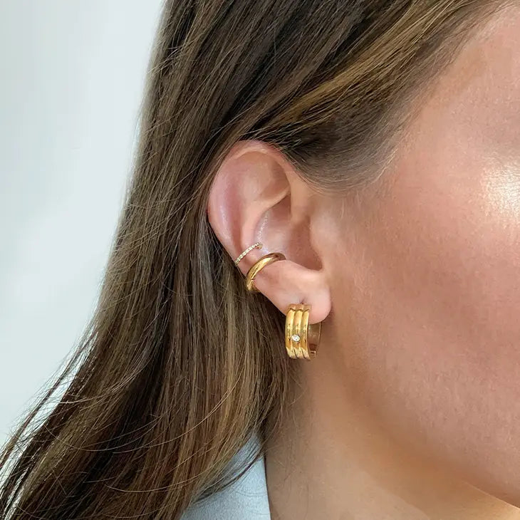 Mai Desiree Milan Small Gold Ridged Hoop Earrings