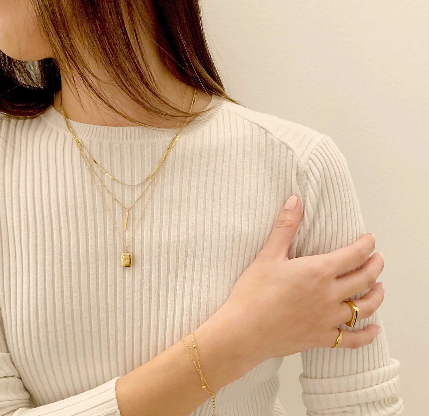 Mai Desiree Gabrielle Gold Starburst Stack Necklace