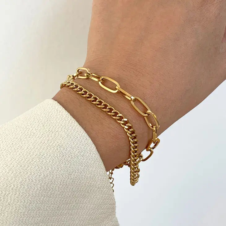 Mai Desiree Brigitte Gold Duo Chain Bracelet