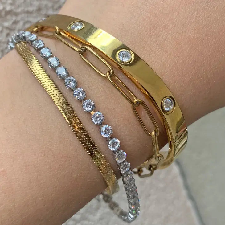 Sleek Gold Bracelet Dainty Bracelet, Gold Chain Bracelet, Snake