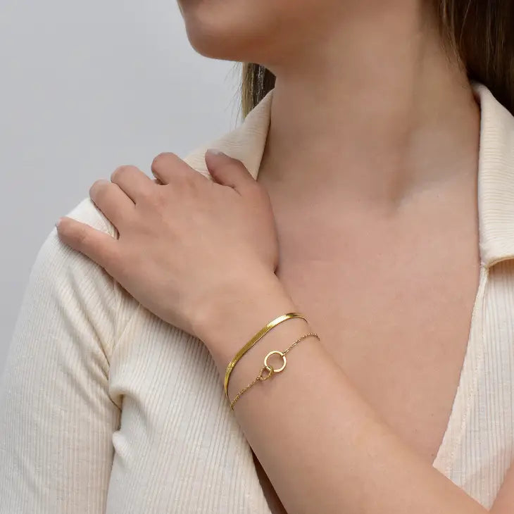 Sleek Gold Bracelet Dainty Bracelet, Gold Chain Bracelet, Snake